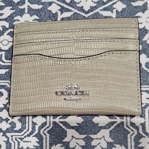 Coach Textured Card Holder in Pale Green